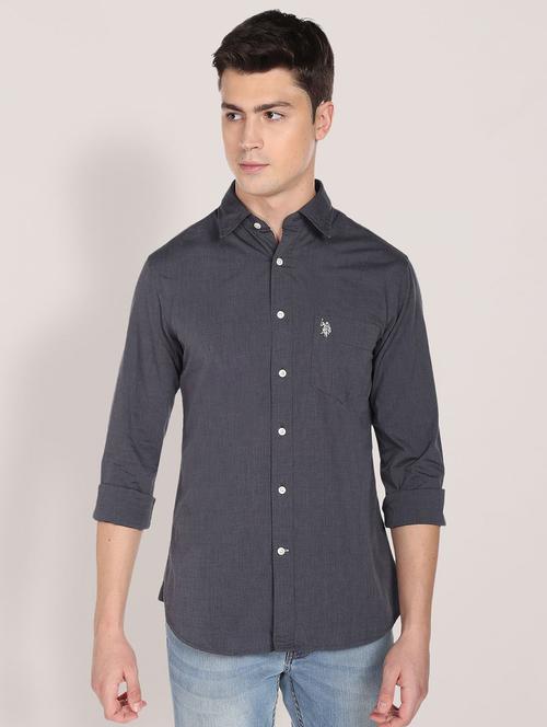 mens solid casual shirt - 18870247 - Very Small Image - 1