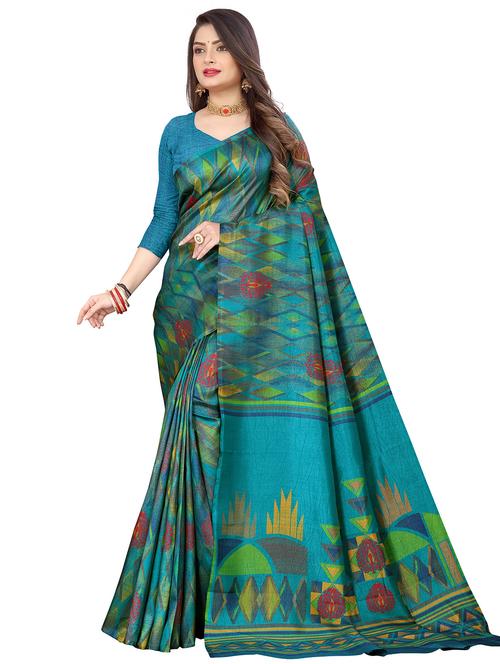 multi colored art silk printed saree with blouse - 18874797 - Very Small Image - 1