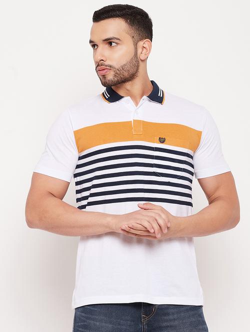 men striped printed polo neck t-shirt - 18874916 - Very Small Image - 1