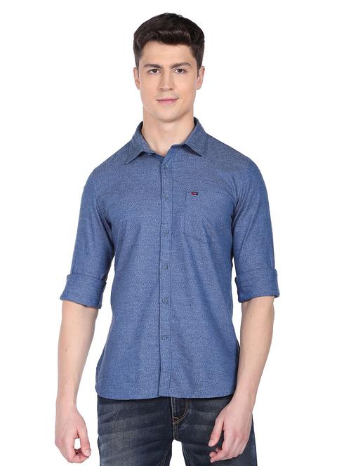 mens melange casual shirt - 18875014 - Very Small Image - 1