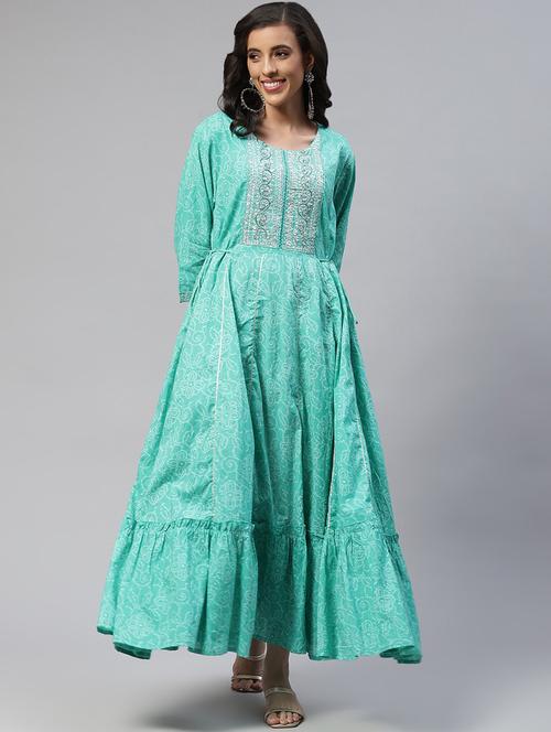 printed print tiered ethnic dress - 18875358 - Very Small Image - 1