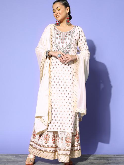 embroidered kurta set with dupatta - 18875426 - Very Small Image - 1