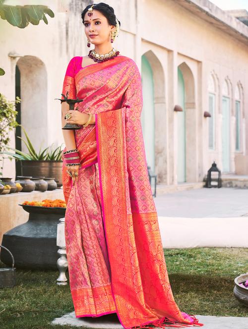 women's self design pink colored saree - 18875619 - Very Small Image - 1