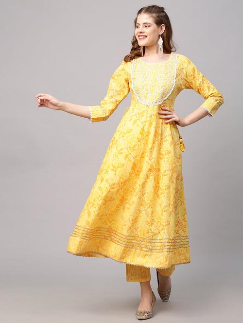 multi coloured embroidered flared kurta - 18875649 - Very Small Image - 1