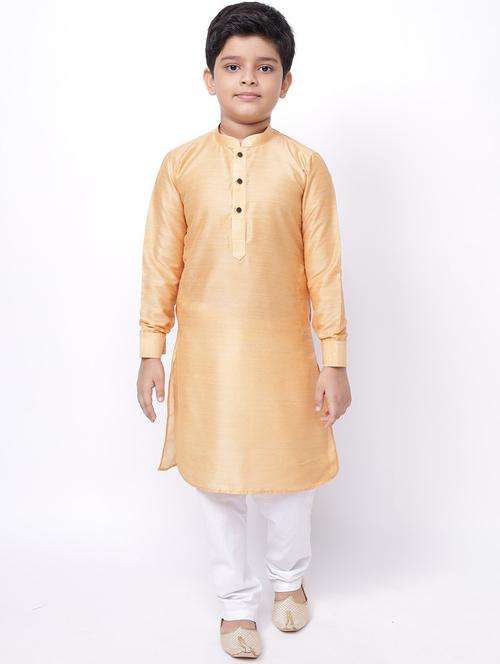 boys mandarin neck self design kurta pyjama set - 18875960 - Very Small Image - 1
