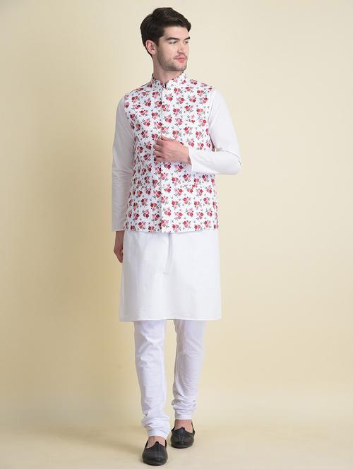 multicolor cotton kurta pyjama with jacket ethnic wear set - 18876058 - Very Small Image - 1