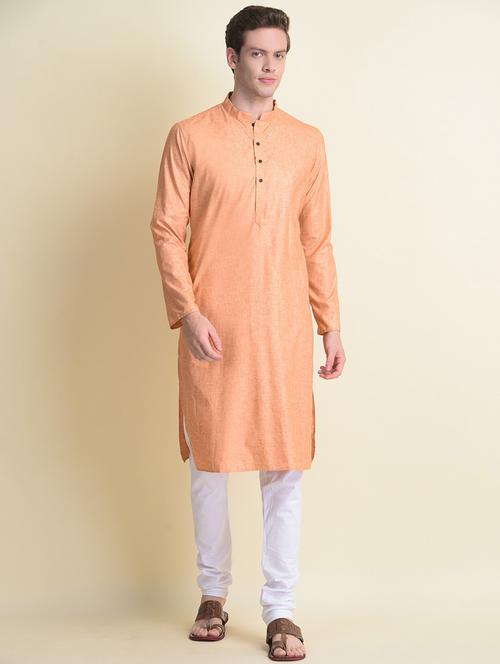 orange cotton kurta pyjama ethnic wear set - 18876098 - Very Small Image - 1