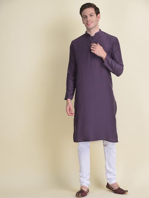 men solid kurta churidar ethnic wear set - 18876102 - Very Small Image - 1