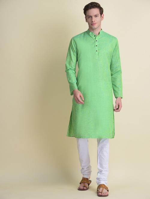 men solid kurta churidar ethnic wear set - 18876141 - Very Small Image - 1