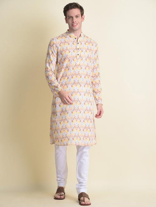 yellow cotton kurta pyjama ethnic wear set - 18876151 - Very Small Image - 1