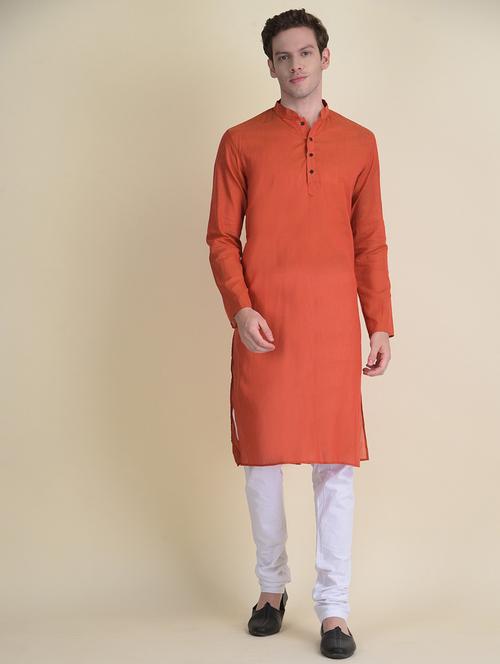 orange cotton kurta pyjama ethnic wear set - 18876158 - Very Small Image - 1