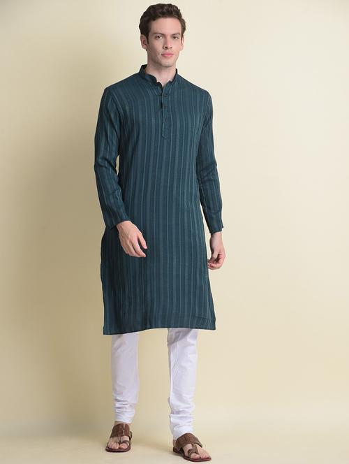 green cotton kurta pyjama ethnic wear set - 18876168 - Very Small Image - 1