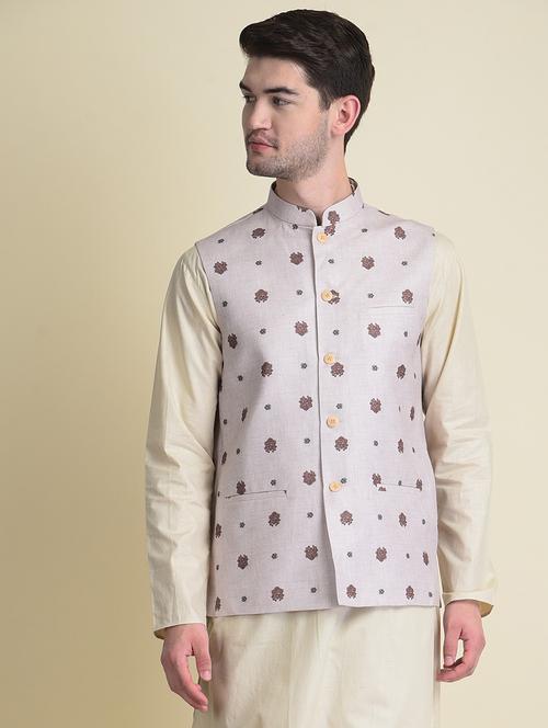 mandarin collar ethnic jacket - 18876197 - Very Small Image - 1