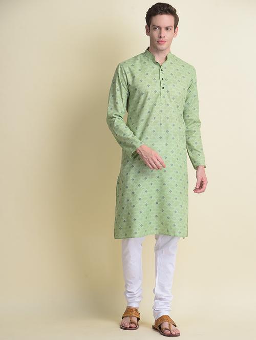mandarin neck printed long kurta - 18876268 - Very Small Image - 1