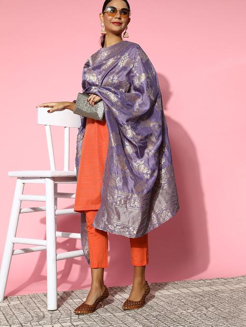 purple silk dupatta - 18876436 - Very Small Image - 1