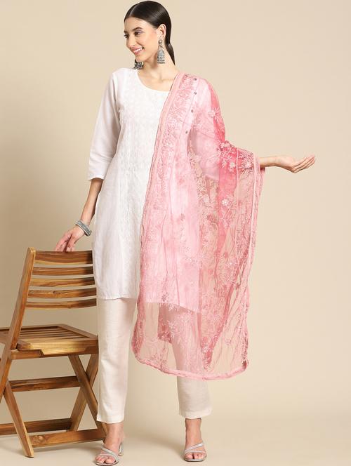 embroidered net dupatta - 18876723 - Very Small Image - 1