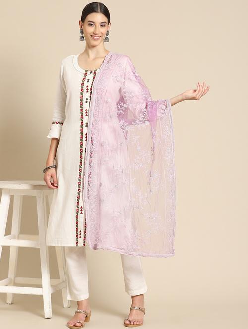embroidered net dupatta - 18876728 - Very Small Image - 1