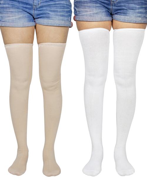 multi coloured cotton thigh length sock - 18876834 - Very Small Image - 1