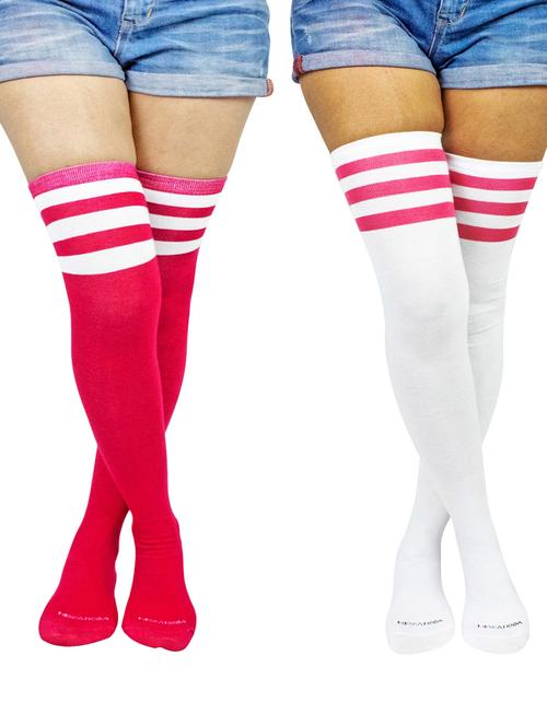 multi coloured cotton thigh length sock - 18876938 - Very Small Image - 1