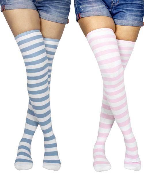 multi coloured cotton thigh length sock - 18876948 - Very Small Image - 1