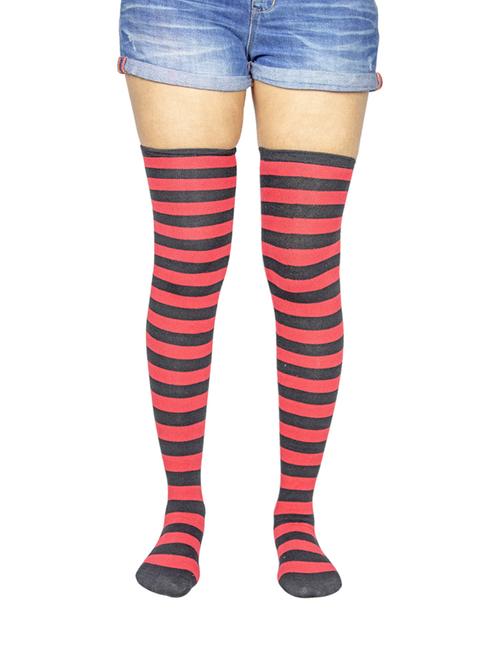 multi coloured cotton thigh length sock - 18876971 - Very Small Image - 1