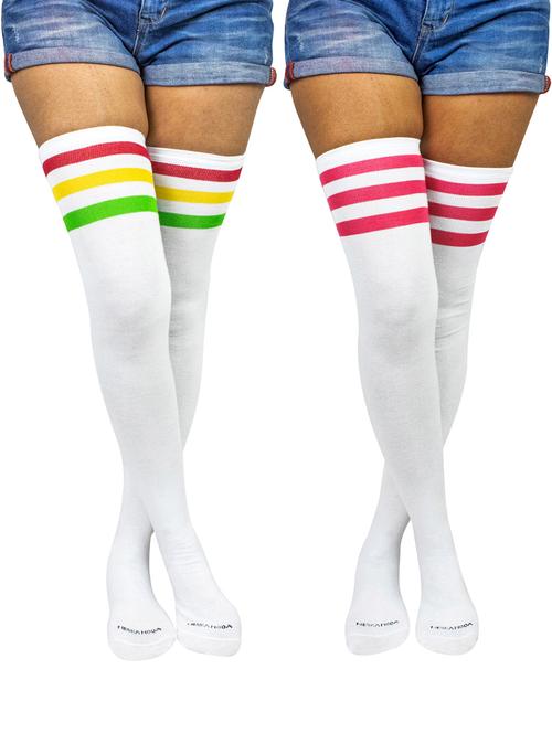 multi coloured cotton thigh length socks - 18877082 - Very Small Image - 1