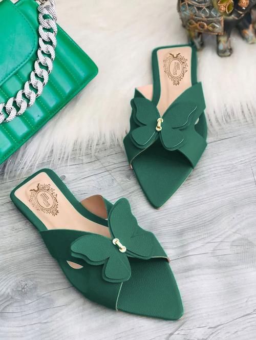 green synthetic slip on sandals - 18877494 - Very Small Image - 1