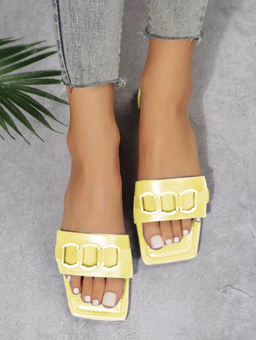 yellow synthetic slip on sandals - 18877496 - Very Small Image - 1