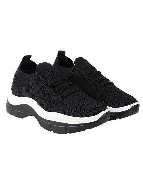 black synthetic & mesh laceup sports shoes - 18877736 - Very Small Image - 1