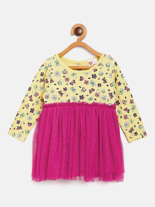 yellow & pink chiffon frock - 18878582 - Very Small Image - 1