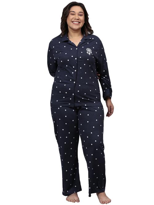 navy blue cotton nightwear set - 18878654 - Very Small Image - 1