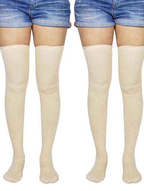 solid pack of 2 cotton stocking - 18880004 - Very Small Image - 1