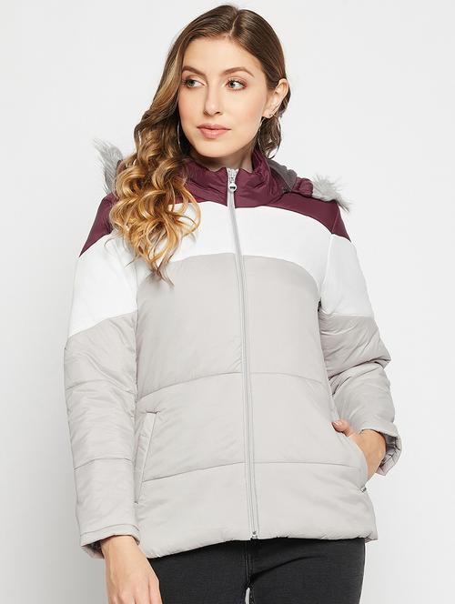 colour blocked quilted hooded jacket - 18880962 - Very Small Image - 1