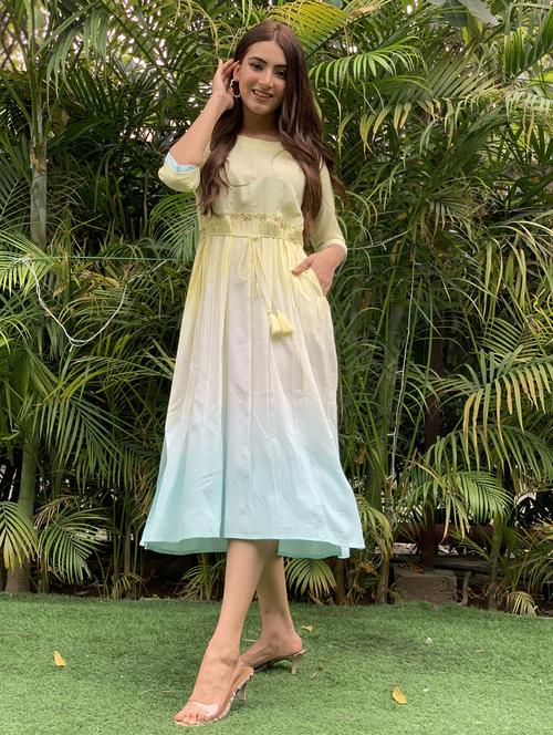 yellow viscose dress - 18881153 - Very Small Image - 1