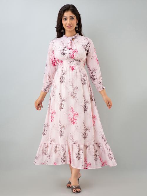 pink georgette dress - 18881158 - Very Small Image - 1