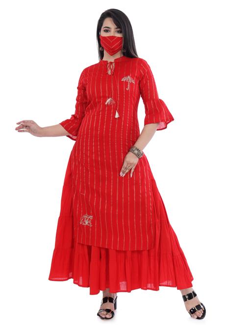 red cotton blend dress - 18881177 - Very Small Image - 1
