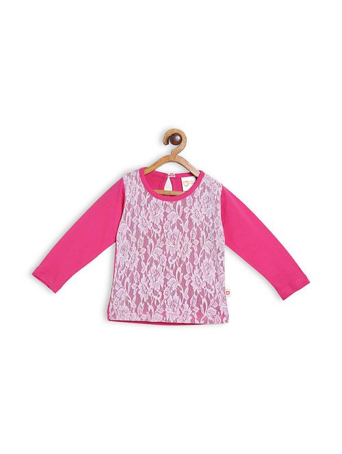 pink lace & knit regular top - 18882992 - Very Small Image - 1