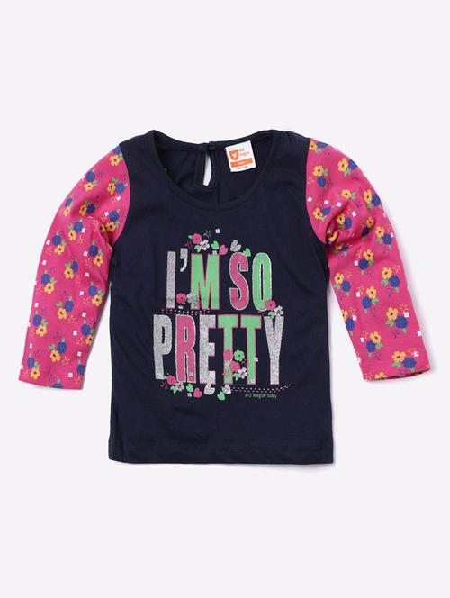 blue printed knit regular top - 18883018 - Very Small Image - 1
