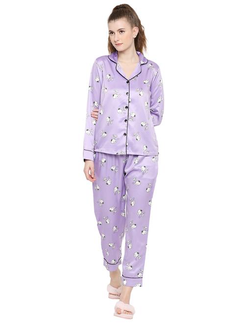 purple satin pyjama nightwear set - 18885912 - Very Small Image - 1