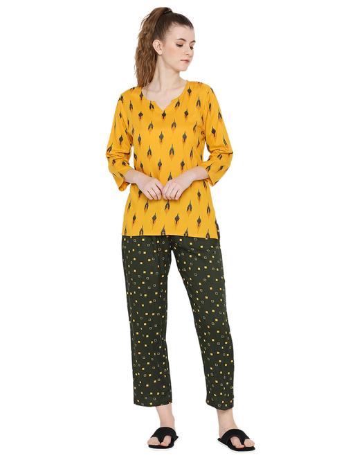 yellow cotton pyjama nightwear set - 18885938 - Very Small Image - 1