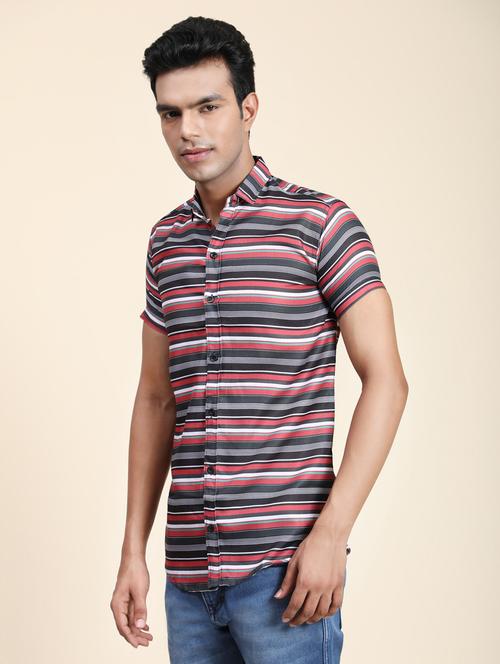 red cotton blend casual shirt - 18886687 - Very Small Image - 1