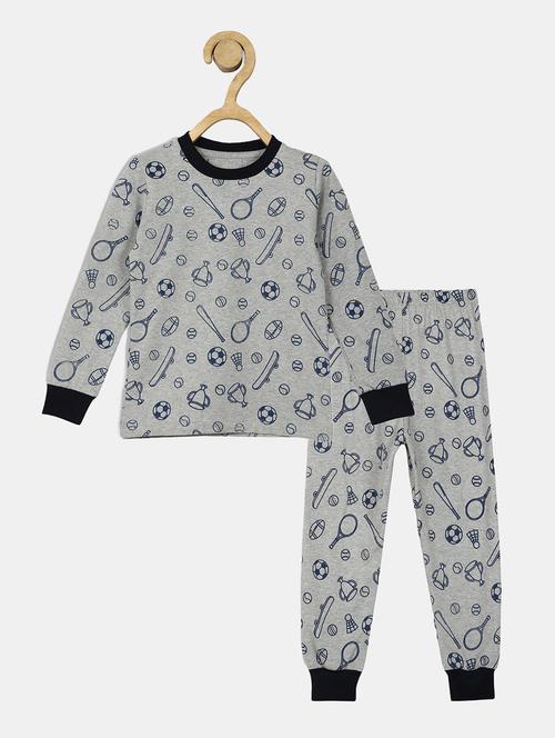 grey printed nightwear pyjama set - 18886873 - Very Small Image - 1