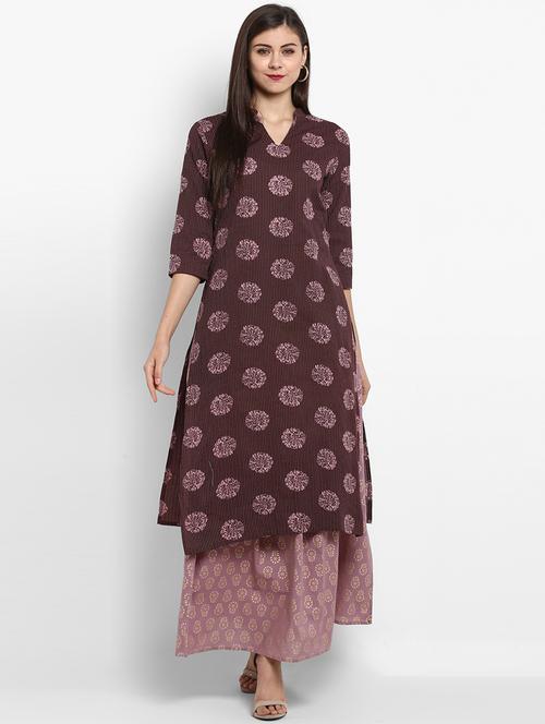 purple cotton kurta skirt set - 18886902 - Very Small Image - 1