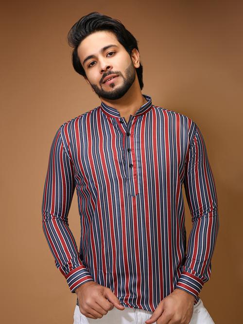new printed cotton short shirt for man - 18892607 - Very Small Image - 1