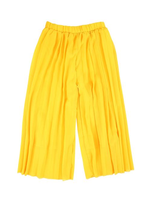 yellow pleated cotton casual trouser - 18902527 - Very Small Image - 1