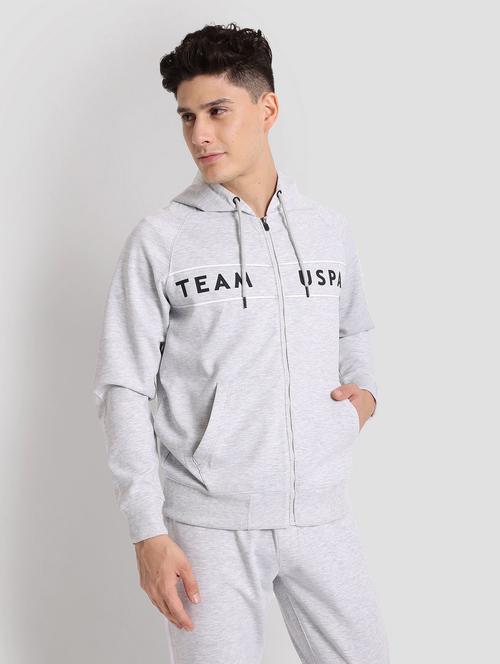 hooded front print casual jacket - 18902681 - Very Small Image - 1