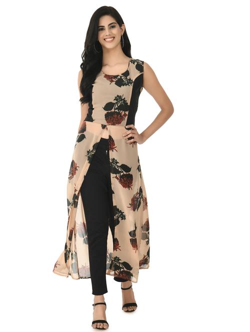 peach printed a-line tunic - 18904613 - Very Small Image - 1