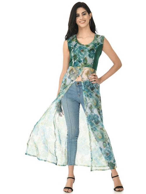 green crepe a-line tunic - 18904614 - Very Small Image - 1