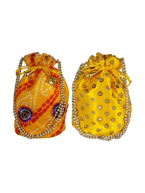 yellow satin regular potli - 18906413 - Very Small Image - 1