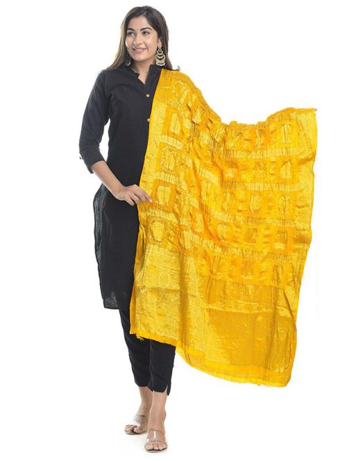 yellow silk blend dupatta - 18906577 - Very Small Image - 1